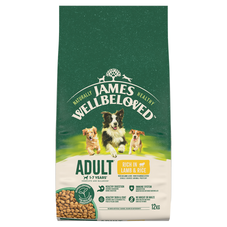 James Wellbeloved Adult 12 kg – sucha karma pełnoporcjowa dla dorosłych psów 1-7 lat, bogata w jagnięcinę i ryż