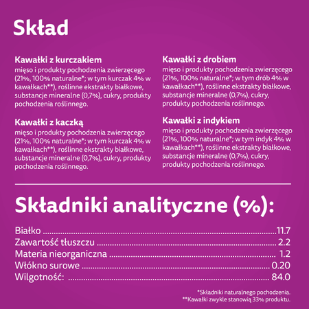 WHISKAS Adult saszetka 3x40x85g Drobiowe Frykasy - mokra karma pełnoporcjowa dla dorosłych kotów, w galaretce (kawałki z: kurczakiem, indykiem, drobiem, kaczką)