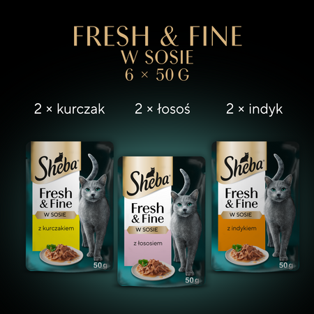 Sheba Fresh Fine kurczak łosoś indyk w sosie 6x50g