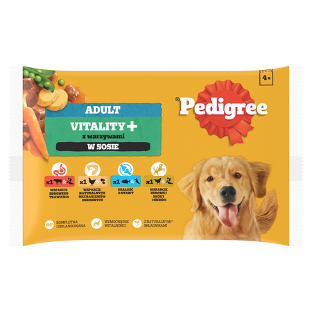 Pedigree Adult Vitality+ mix smaków z warzywami w sosie 4x 4x 85g