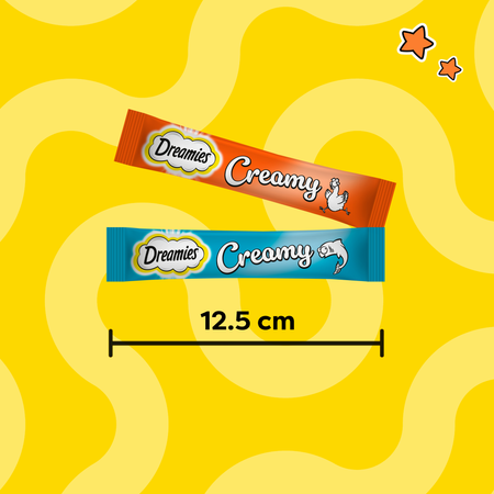 Dreamies Creamy Mega Pack z kurczakiem i z łososiem 12x 10g
