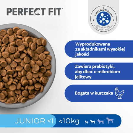 Perfect Fit™ Junior <1 6 kg – sucha karma pełnoporcjowa dla szczeniąt małych ras, bogata w kurczaka