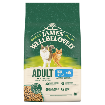 James Wellbeloved Adult 4 kg – sucha karma pełnoporcjowa dla dorosłych kotów 1-7 lat, bogata w rybę