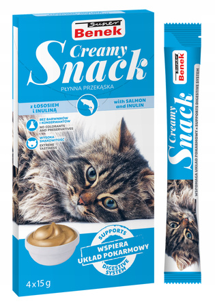 Super Benek Creamy Snack łosoś inulina 4x 15g
