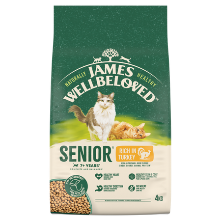 James Wellbeloved Senior 4 kg – sucha karma pełnoporcjowa dla starszych kotów >7 lat, bogata w indyka
