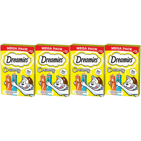 Dreamies Creamy Mega Pack z kurczakiem i z łososiem 4x 12x 10g