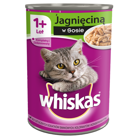 WHISKAS Adult puszka 12x400g - mokra karma dla kotów z jagnięciną w sosie