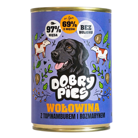 Dobry Pies karma wołowina, topinambur, rozmaryn 400g