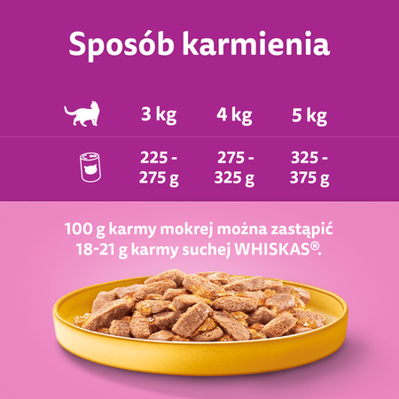 WHISKAS Adult puszka 12x400 g - mokra karma pełnoporcjowa dla dorosłych kotów, kawałki z kurczakiem w galaretce
