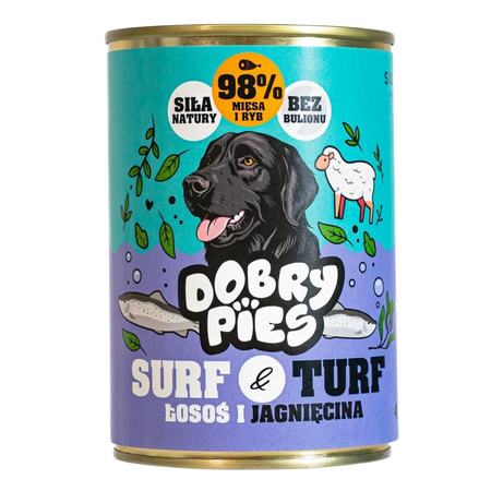 Dobry Pies Surf&Turf karma łosoś i jagnięcina 400g
