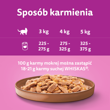 WHISKAS Adult puszka 400 g - mokra karma pełnoporcjowa dla dorosłych kotów, kawałki z kaczką w galaretce