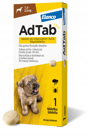 ADTAB 56 MG TABLETKI DLA PSÓW (1,3-2,5 KG) 1 TABL.