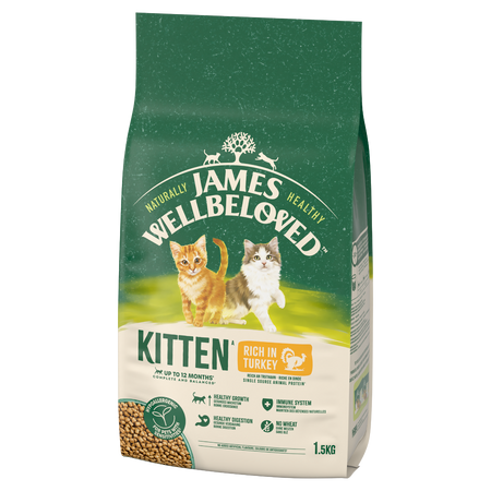 James Wellbeloved Kitten 1,5 kg – sucha karma pełnoporcjowa dla kociąt <12 miesięcy, bogata w indyka i ryż