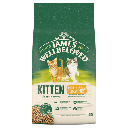 James Wellbeloved Kitten 1,5 kg – sucha karma pełnoporcjowa dla kociąt <12 miesięcy, bogata w indyka i ryż