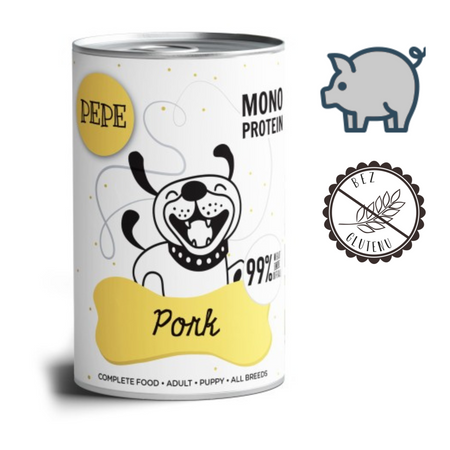 Paka Zwierzaka PEPE karma mokra Wieprzowina 400g dla psa