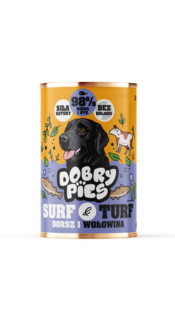 Dobry Pies Surf&Turf karma dorsz i wołowina 400g