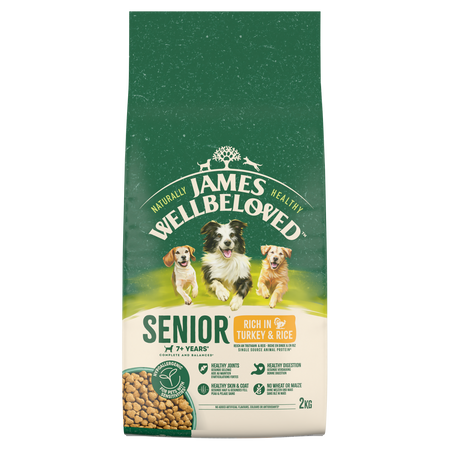 James Wellbeloved Senior 2 kg – sucha karma pełnoporcjowa dla starszych psów >7 lat, bogata w indyka i ryż