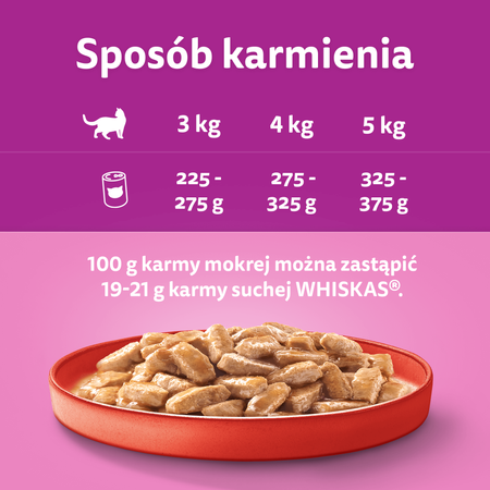 WHISKAS Adult puszka 400 g - mokra karma pełnoporcjowa dla dorosłych kotów, kawałki z wołowiną w sosie
