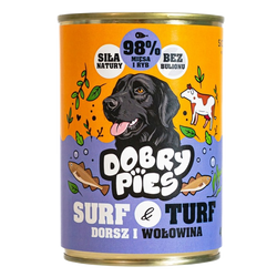 Dobry Pies Surf&Turf karma dorsz i wołowina 400g