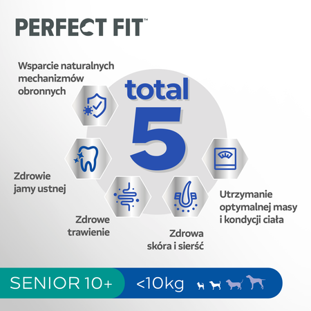 Perfect Fit™ Senior 10+ 825 g – sucha karma pełnoporcjowa dla psów małych ras powyżej 10 lat, bogata w kurczaka