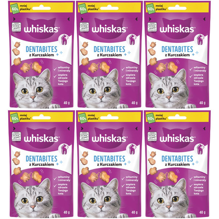 Whiskas Dentabites dentystyczny przysmak 6x 40g