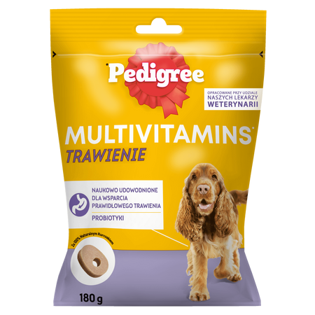 PEDIGREE® Multivitamins Trawienie - karma uzupełniająca dla dorosłych psów, o smaku kurczaka 180 g