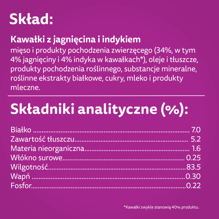WHISKAS Adult saszetka 28x85 g - mokra karma pełnoporcjowa dla dorosłych kotów, kawałki z jagnięciną i indykiem w sosie