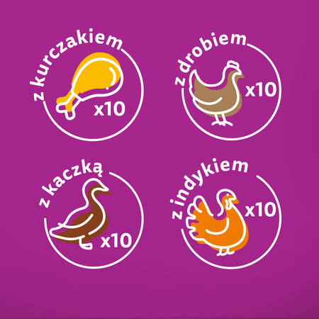 WHISKAS Adult saszetka 80 x 85 g Drobiowe Frykasy - mokra karma pełnoporcjowa dla dorosłych kotów, w galaretce (kawałki z: kurczakiem, indykiem, drobiem, kaczką)