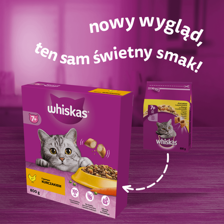 WHISKAS Senior 800 g - sucha karma pełnoporcjowa dla starszych kotów, z pysznym kurczakiem