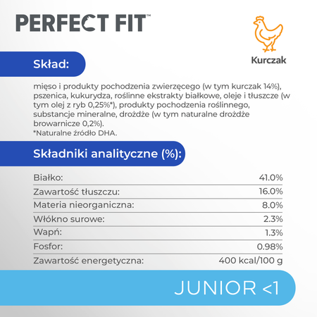 Perfect Fit™ (Junior <1) 3x750 g – sucha karma pełnoporcjowa dla kociąt, bogata w kurczaka