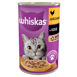 WHISKAS Adult puszka 400 g - mokra karma pełnoporcjowa dla dorosłych kotów, kawałki z kurczakiem w sosie