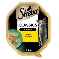 SHEBA Classics tacka 85 g – mokra karma pełnoporcjowa dla dorosłych kotów, koktajl drobiowy, w terynie