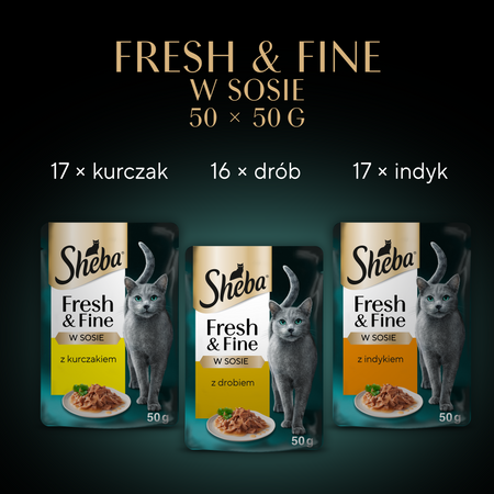Sheba Fresh Fine kurczak drób indyk w sosie 50x50g