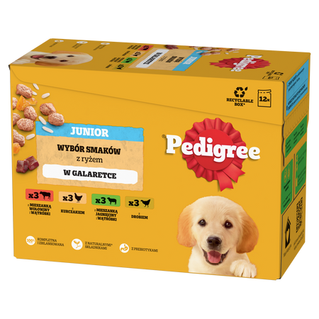 Pedigree Junior Wybór Smaków z ryżem w galaretce 12x 100g