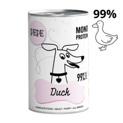 Paka Zwierzaka PEPE-KARMA MOKRA Duck 99% kaczka 400g dla psa