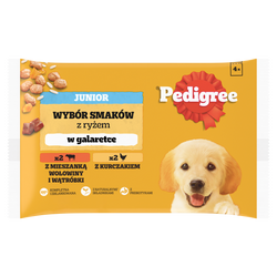 Pedigree Junior Wybór Smaków z ryżem w galaretce 4x 100g