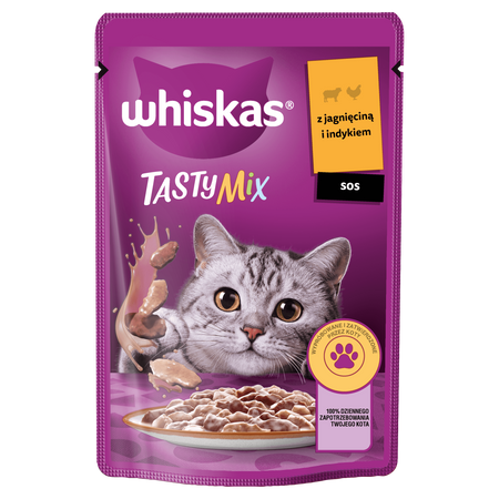 WHISKAS Adult saszetka 28x85 g - mokra karma pełnoporcjowa dla dorosłych kotów, kawałki z jagnięciną i indykiem w sosie