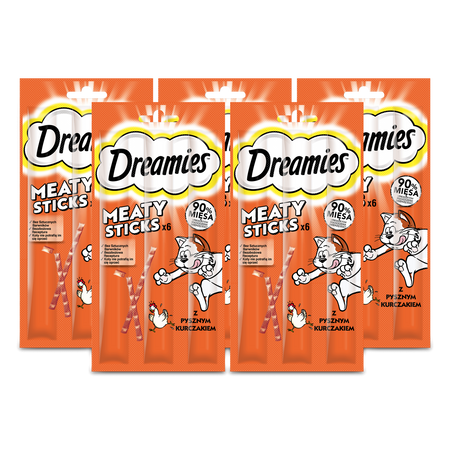 DREAMIES 5x30g – karma uzupełniająca dla dorosłych kotów, z pysznym kurczakiem