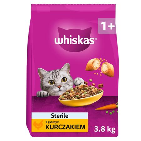 Whiskas Sterile Karma sucha z Kurczakiem 3,8 kg