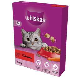 WHISKAS Adult 300 g - sucha karma pełnoporcjowa dla dorosłych kotów, z pyszną wołowiną