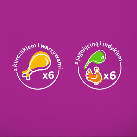 WHISKAS Adult saszetka 12 x 85 g Kremowe Wariacje - mokra karma pełnoporcjowa dla dorosłych kotów, w sosie (kawałki z: kurczakiem i warzywami, jagnięciną i indykiem)