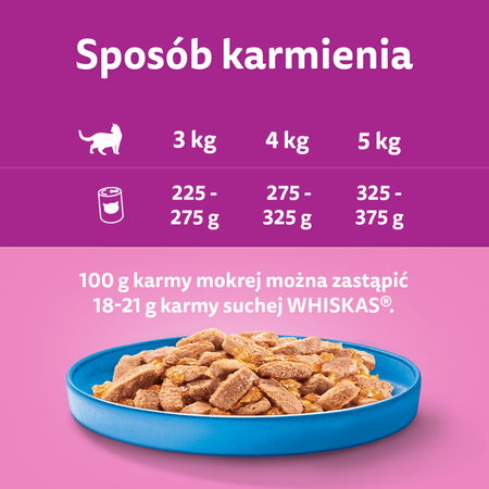WHISKAS Adult puszka 400 g - mokra karma pełnoporcjowa dla dorosłych kotów, kawałki z tuńczykiem w galaretce