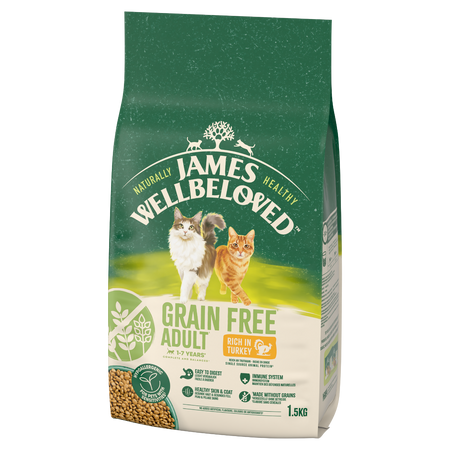 James Wellbeloved Adult 1,5 kg – bezzbożowa sucha karma pełnoporcjowa dla dorosłych kotów 1-7 lat, bogata w indyka