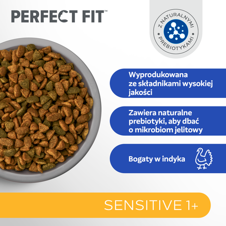 Perfect Fit™ Sensitive 1+ 7 kg – sucha karma pełnoporcjowa dla dorosłych kotów, bogata w indyka