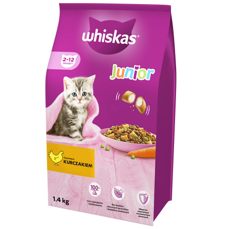 WHISKAS Junior 1,4 kg - sucha karma pełnoporcjowa dla kociąt, z pysznym kurczakiem