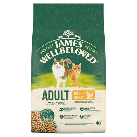 James Wellbeloved Adult 4 kg – sucha karma pełnoporcjowa dla dorosłych kotów 1-7 lat, bogata w indyka