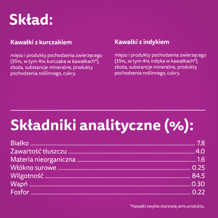 WHISKAS Senior saszetka 4 x 85 g Drobiowa Uczta - mokra karma pełnoporcjowa dla starszych kotów, w galaretce (kawałki z: kurczakiem, indykiem)
