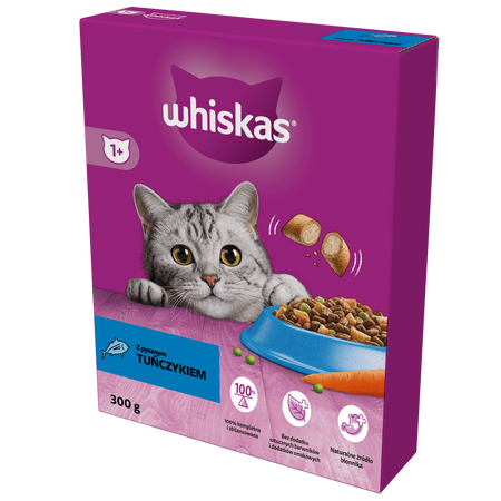 WHISKAS Adult 300 g - sucha karma pełnoporcjowa dla dorosłych kotów, z pysznym tuńczykiem