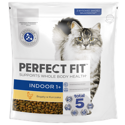 Perfect Fit™ Indoor 1+ 750 g – sucha karma pełnoporcjowa dla dorosłych kotów, bogata w kurczaka