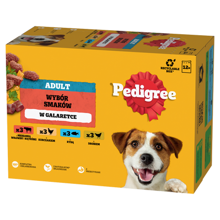 Pedigree Adult Wybór Smaków w galaretce 4x 12x 100g